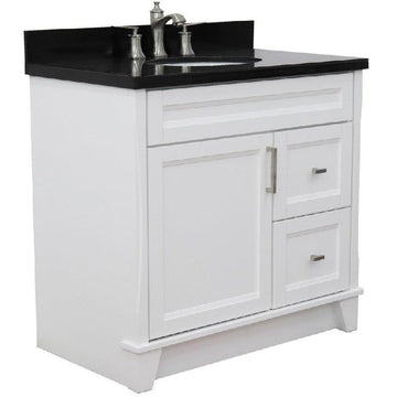 Bellaterra White 37" Single Vanity Center Sink/Left Door 400700-37L-WH Oval