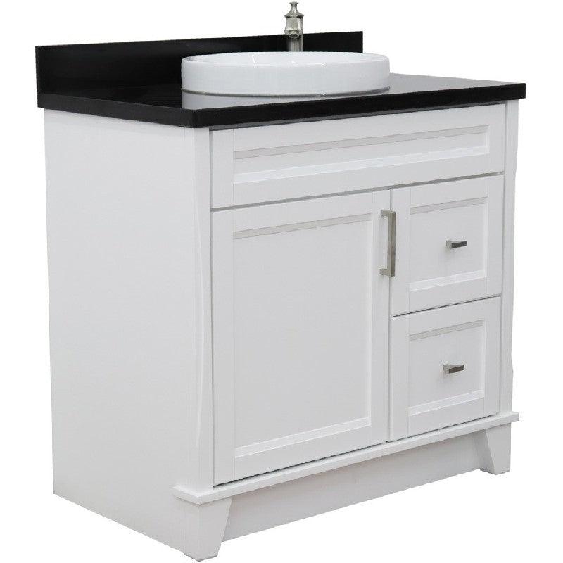 Bellaterra White 37" Single Vanity Center Sink/Left Door 400700-37L-WH Round