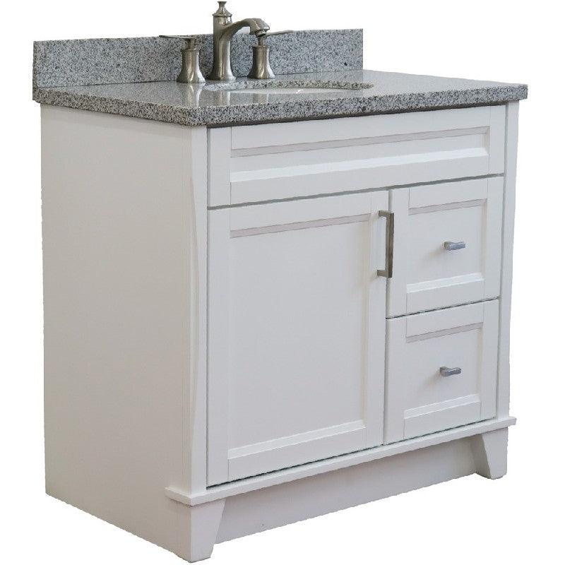 Bellaterra White 37" Single Vanity Center Sink/Left Door 400700-37L-WH Oval