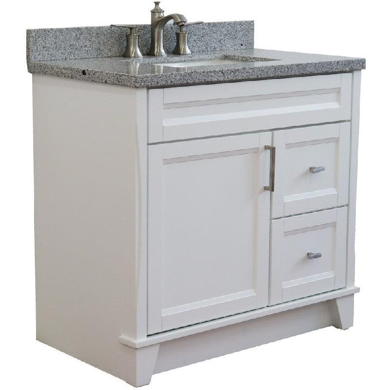 Bellaterra White 37" Single Vanity Center Sink/Left Door 400700-37L-WH Rectangle