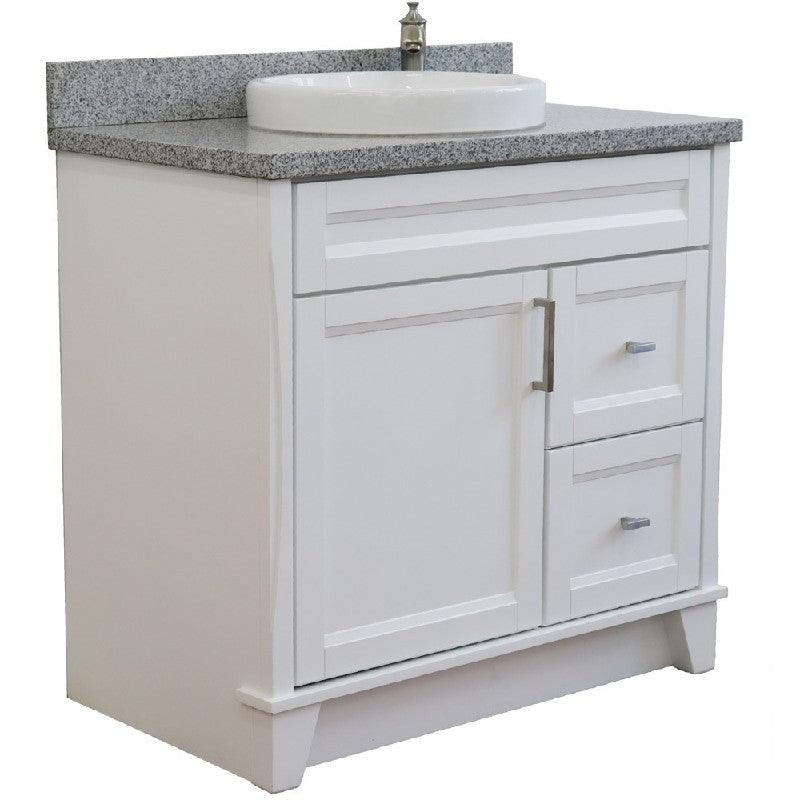 Bellaterra White 37" Single Vanity Center Sink/Left Door 400700-37L-WH Round