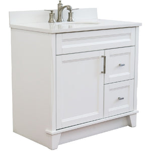 Bellaterra White 37" Single Vanity Center Sink/Left Door 400700-37L-WH Oval