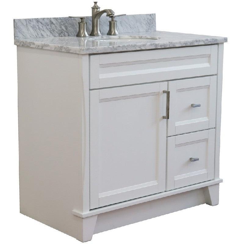 Bellaterra White 37" Single Vanity Center Sink/Left Door 400700-37L-WH Oval
