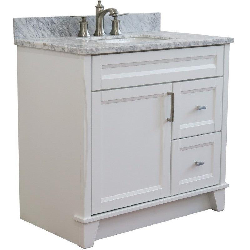Bellaterra White 37" Single Vanity Center Sink/Left Door 400700-37L-WH Rectangle