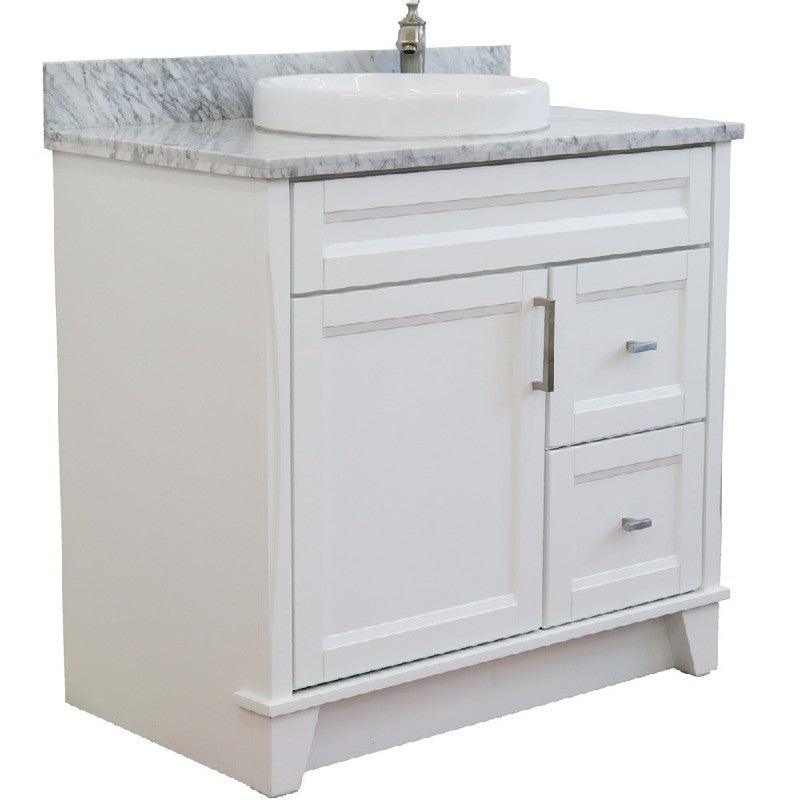 Bellaterra White 37" Single Vanity Center Sink/Left Door 400700-37L-WH Round