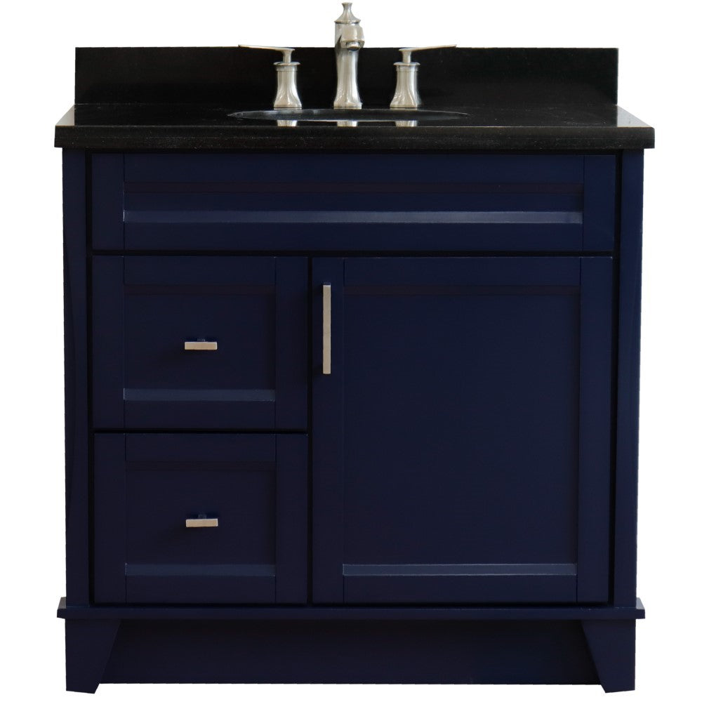 Bellaterra Terni Blue 37" Freestanding Single Sink Vanity, Counter Top, Center Sink, Right Drawers