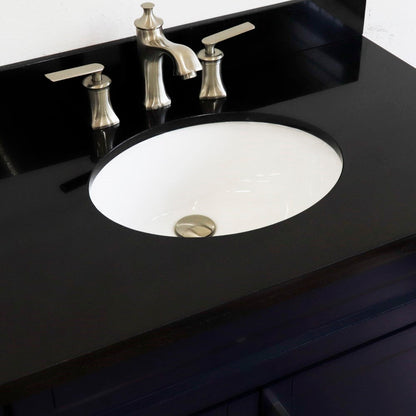 Bellaterra Terni Blue 37" Freestanding Single Sink Vanity, Counter Top, Center Sink, Right Drawers