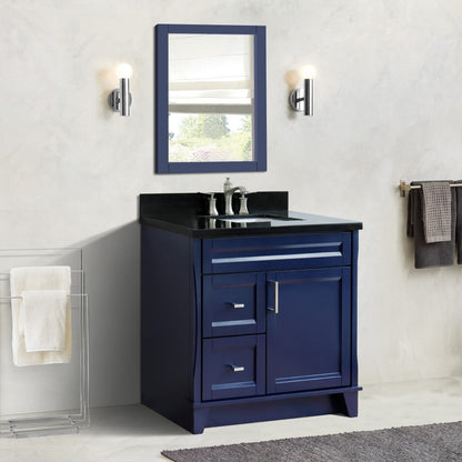 Bellaterra Terni Blue 37" Freestanding Single Sink Vanity, Counter Top, Center Sink, Right Drawers