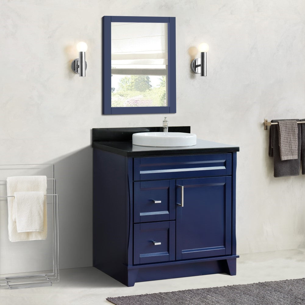 Bellaterra Terni Blue 37" Freestanding Single Sink Vanity, Counter Top, Center Sink, Right Drawers