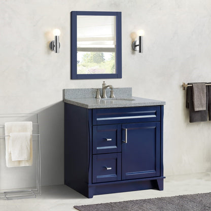 Bellaterra Terni Blue 37" Freestanding Single Sink Vanity, Counter Top, Center Sink, Right Drawers