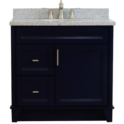 Bellaterra Terni Blue 37" Freestanding Single Sink Vanity, Counter Top, Center Sink, Right Drawers