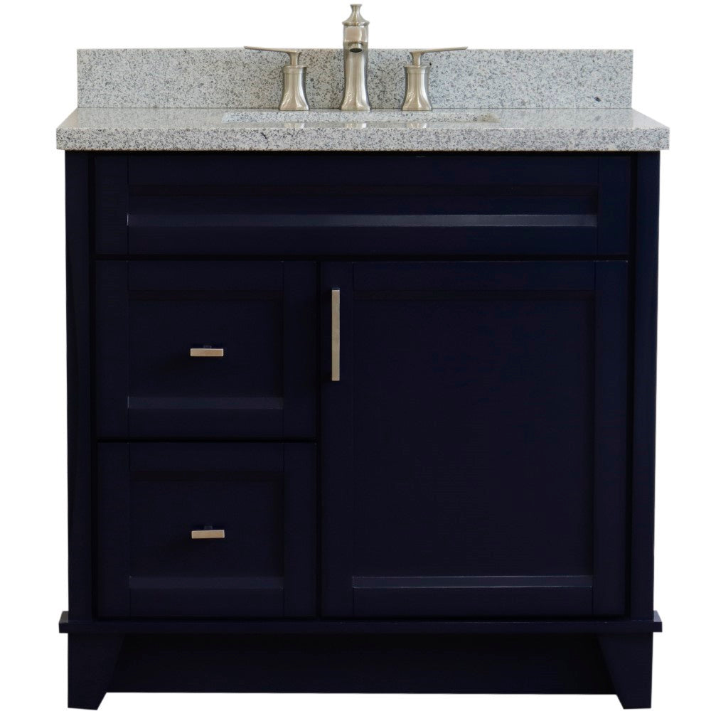 Bellaterra Terni Blue 37" Freestanding Single Sink Vanity, Counter Top, Center Sink, Right Drawers