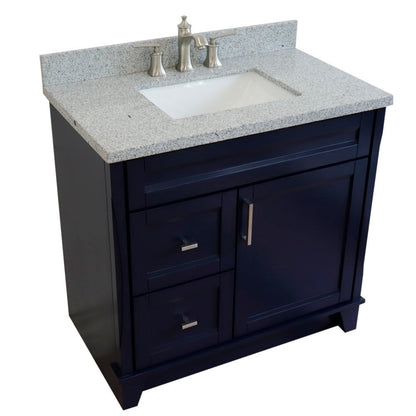 Bellaterra Terni Blue 37" Freestanding Single Sink Vanity, Counter Top, Center Sink, Right Drawers