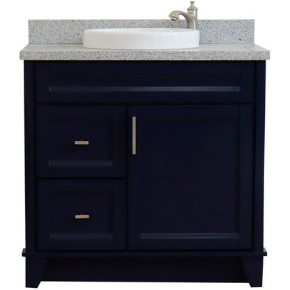 Bellaterra Terni Blue 37" Freestanding Single Sink Vanity, Counter Top, Center Sink, Right Drawers