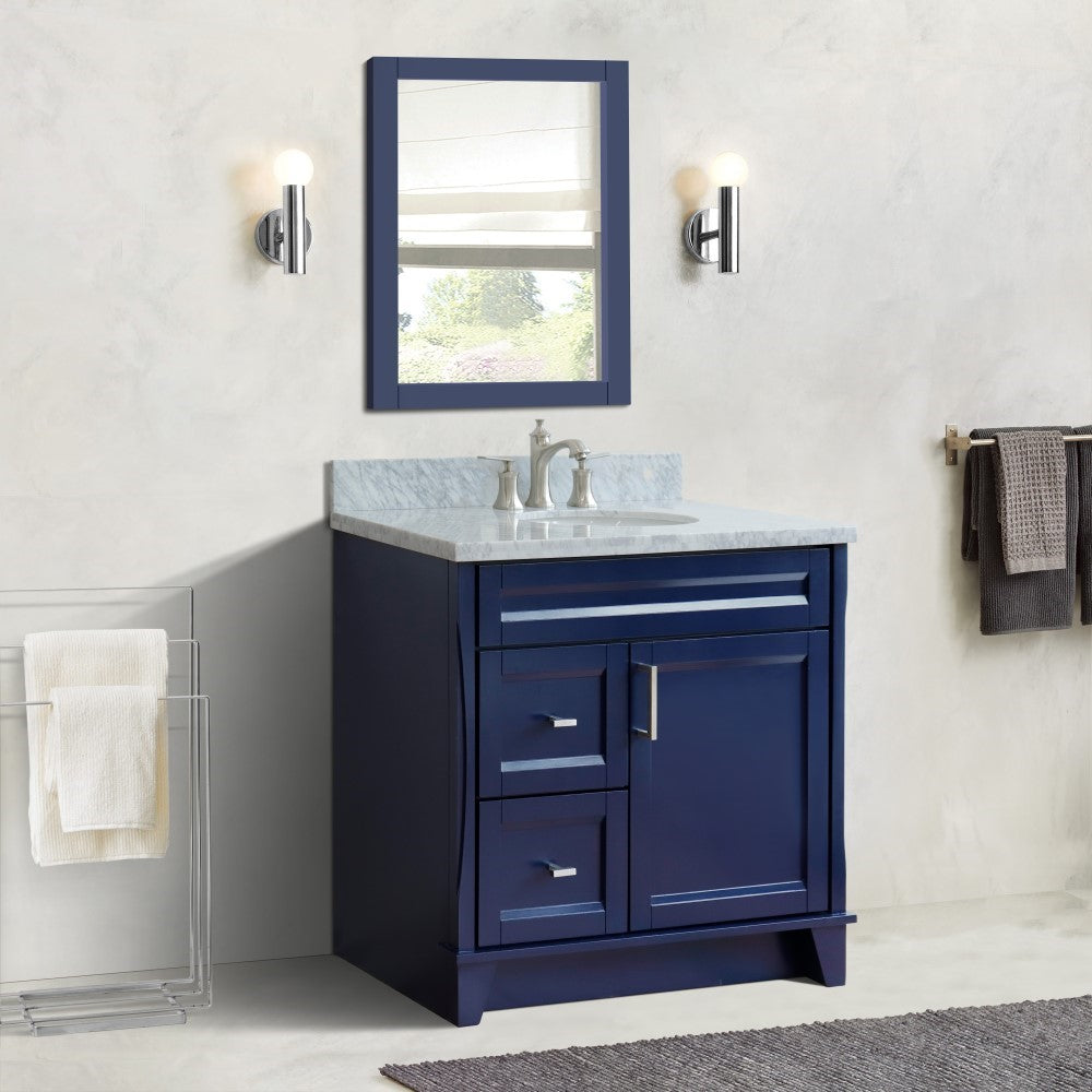 Bellaterra Terni Blue 37" Freestanding Single Sink Vanity, Counter Top, Center Sink, Right Drawers