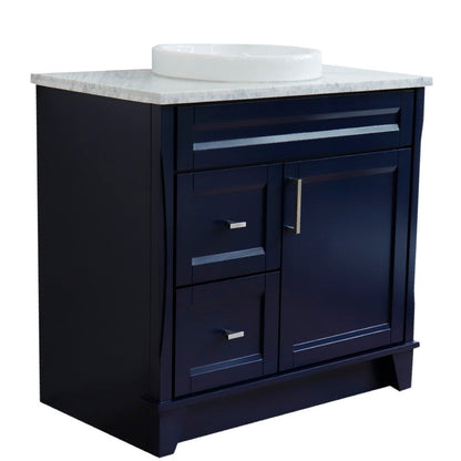 Bellaterra Terni Blue 37" Freestanding Single Sink Vanity, Counter Top, Center Sink, Right Drawers