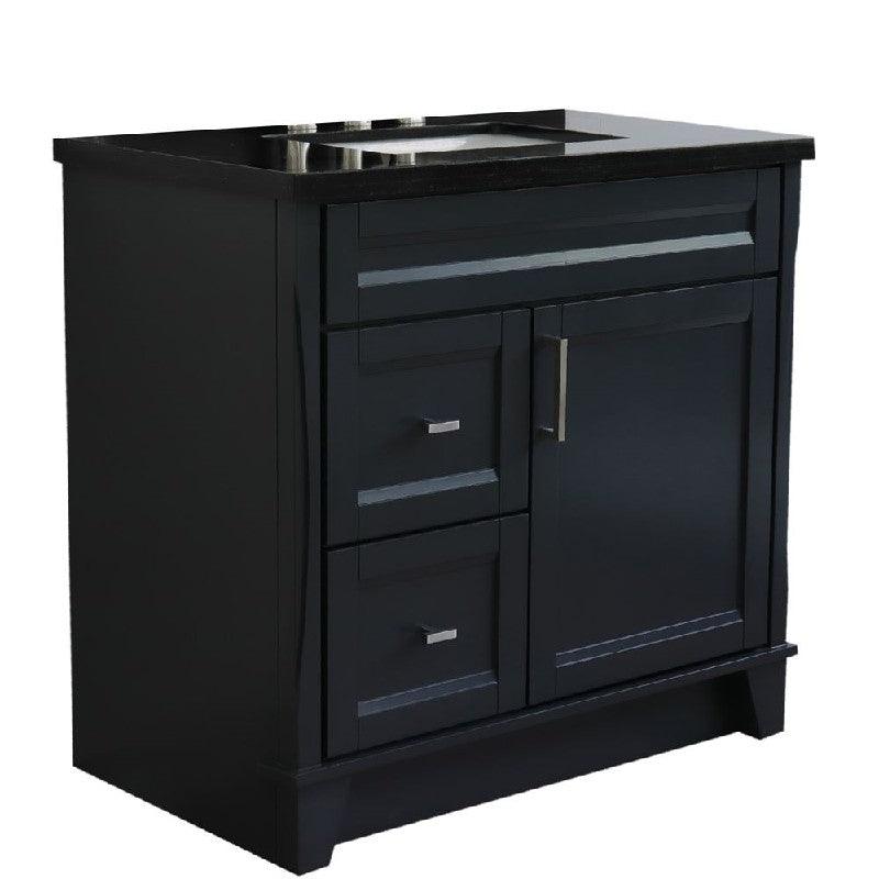 Bellaterra Gray 37" Single Sink Vanity, Center Sink- Right Drawers 400700-37R-DG Rectangle