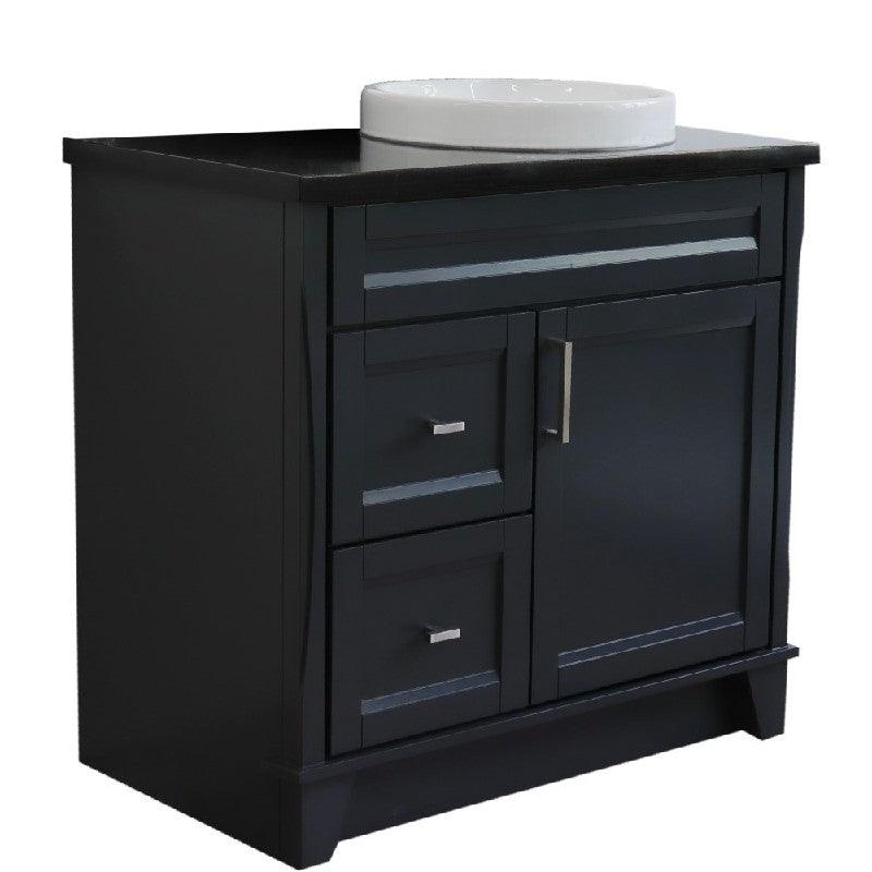 Bellaterra Dark Gray 37" Single Vanity w/ Counter Top and Left Sink-Right Drawers 400700-37R-DG-BGOR