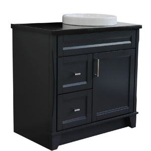 Bellaterra Dark Gray 37" Single Vanity w/ Counter Top and Left Sink-Right Drawers 400700-37R-DG-BGRDR