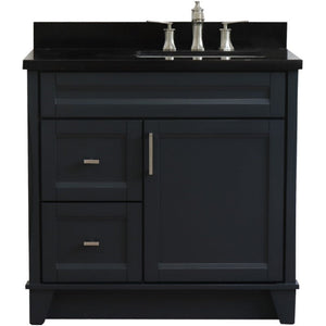 Bellaterra Dark Gray 37" Single Vanity w/ Counter Top and Left Sink-Right Drawers 400700-37R-DG-BGRR