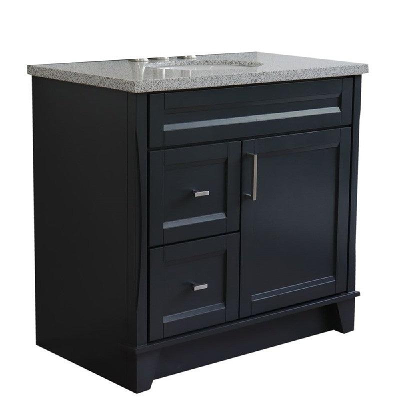 Bellaterra Gray 37" Single Sink Vanity, Center Sink- Right Drawers 400700-37R-DG Oval