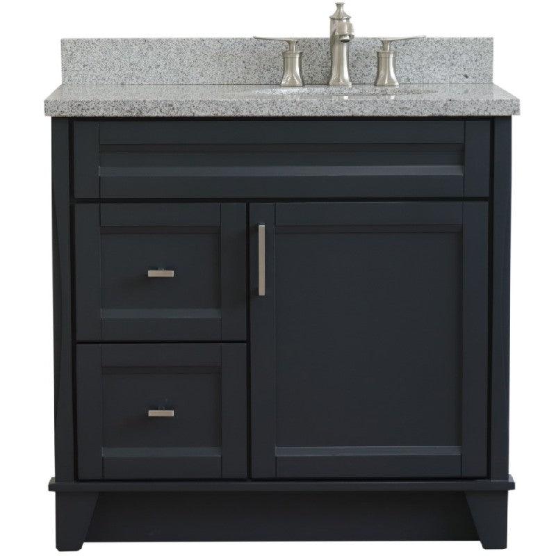 Bellaterra Dark Gray 37" Single Vanity w/ Counter Top and Left Sink-Right Drawers 400700-37R-DG-GYOR