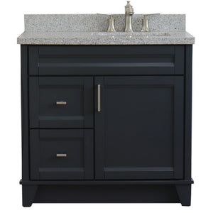 Bellaterra Dark Gray 37" Single Vanity w/ Counter Top and Left Sink-Right Drawers 400700-37R-DG-GYRR
