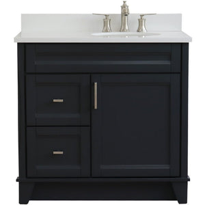 Bellaterra Dark Gray 37" Single Vanity w/ Counter Top and Left Sink-Right Drawers 400700-37R-DG-WEOR