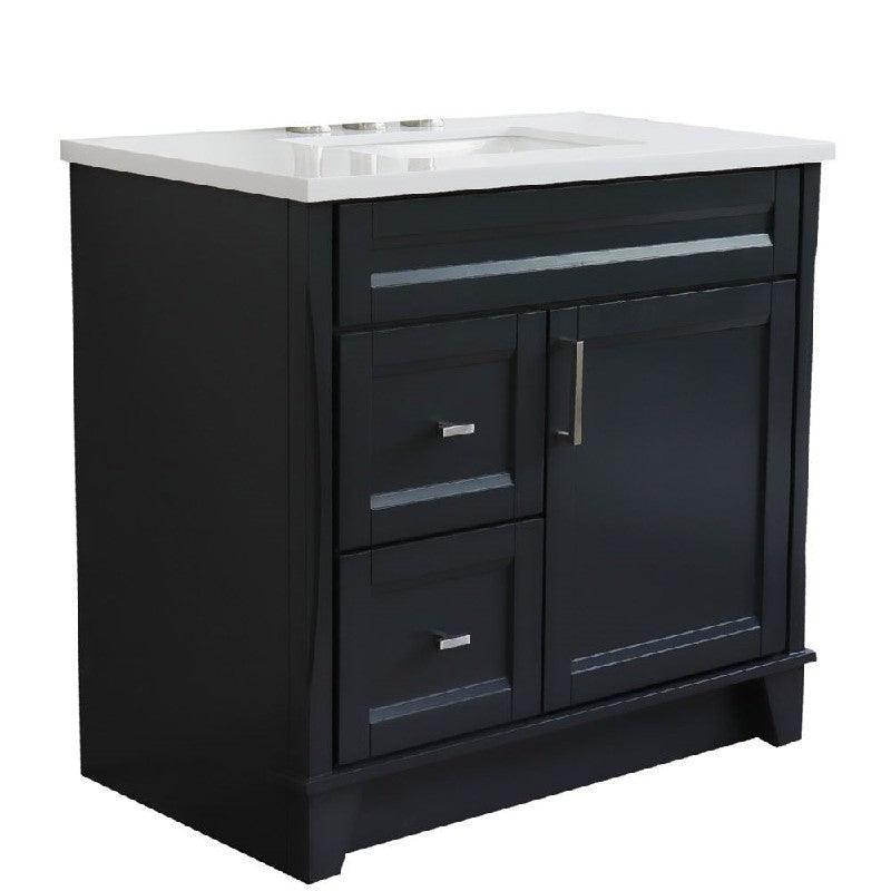 Bellaterra Gray 37" Single Sink Vanity, Center Sink- Right Drawers 400700-37R-DG Rectangle