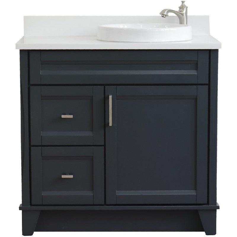 Bellaterra Dark Gray 37" Single Vanity w/ Counter Top and Left Sink-Right Drawers 400700-37R-DG-WERDR