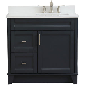 Bellaterra Dark Gray 37" Single Vanity w/ Counter Top and Left Sink-Right Drawers 400700-37R-DG-WERR