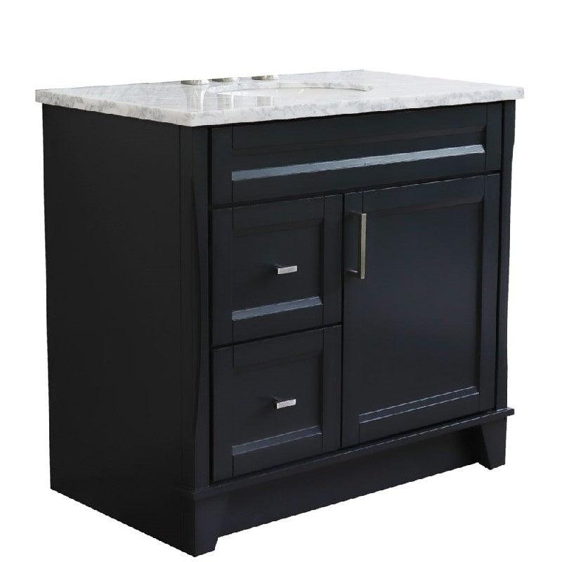 Bellaterra Gray 37" Single Sink Vanity, Center Sink- Right Drawers 400700-37R-DG Oval
