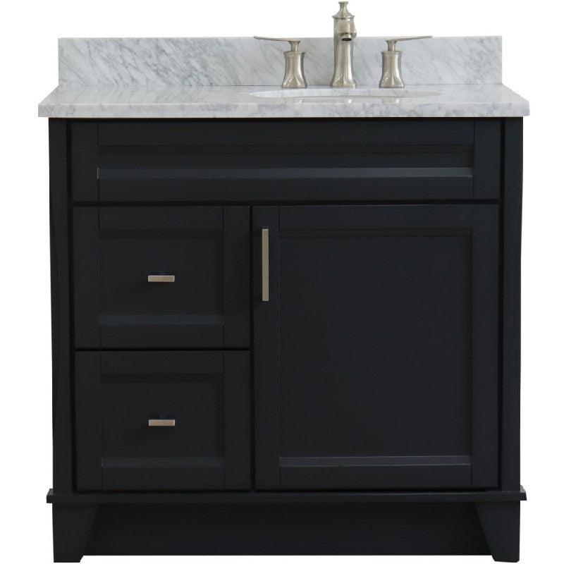 Bellaterra Dark Gray 37" Single Vanity w/ Counter Top and Left Sink-Right Drawers 400700-37R-DG-WMOR