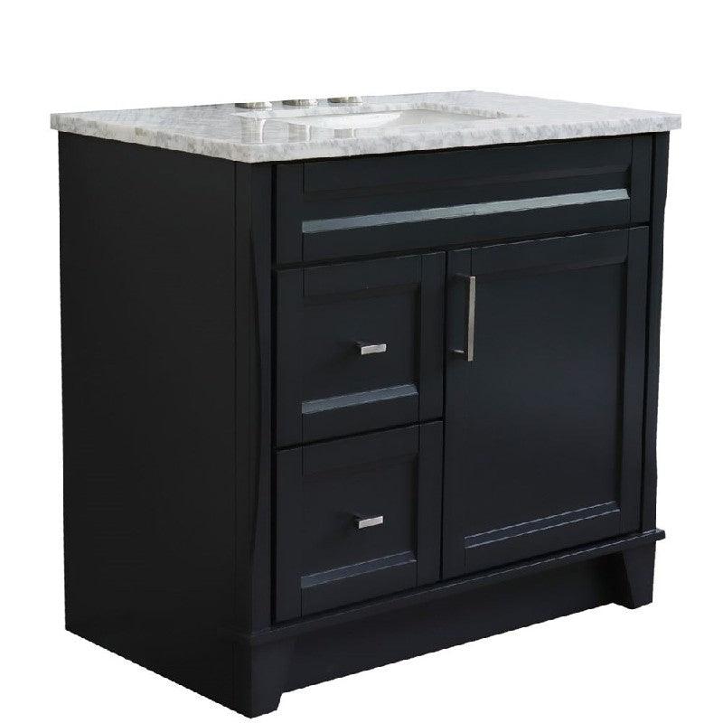 Bellaterra Gray 37" Single Sink Vanity, Center Sink- Right Drawers 400700-37R-DG Rectangle