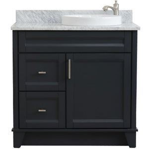Bellaterra Dark Gray 37" Single Vanity w/ Counter Top and Left Sink-Right Drawers 400700-37R-DG-WMRDR