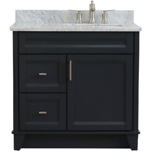 Bellaterra Dark Gray 37" Single Vanity w/ Counter Top and Left Sink-Right Drawers 400700-37R-DG-WMRR