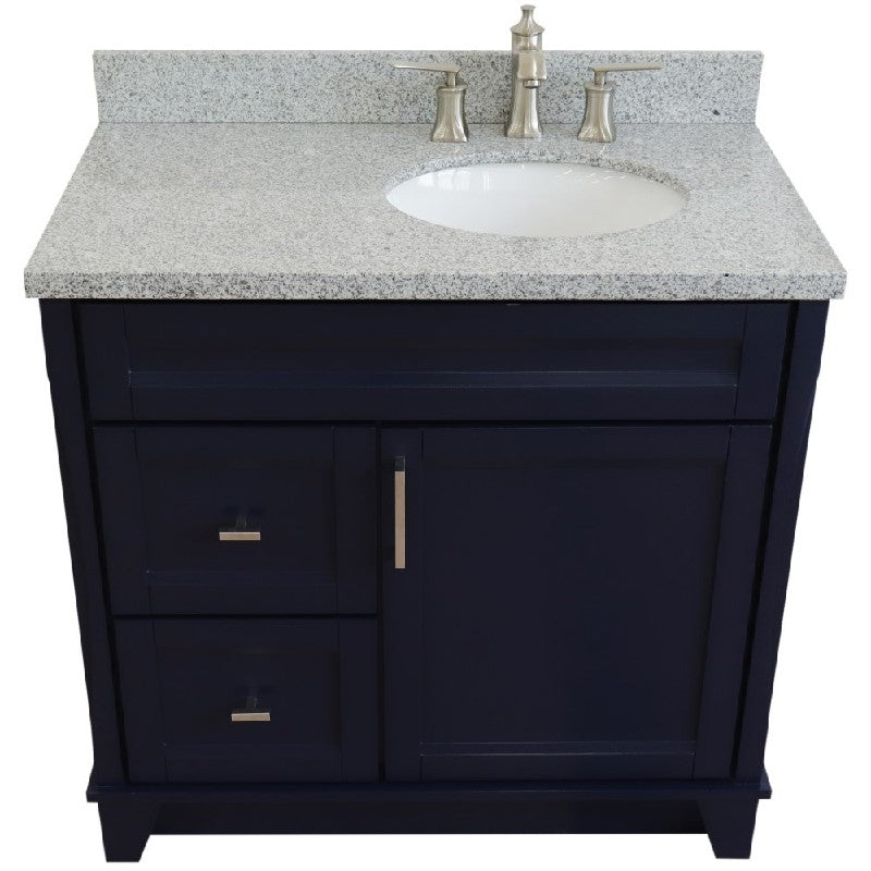 Bellaterra Dark Gray 37" Single Vanity w/ Counter Top and Left Sink-Right Drawers 400700-37R-DG-GYOR