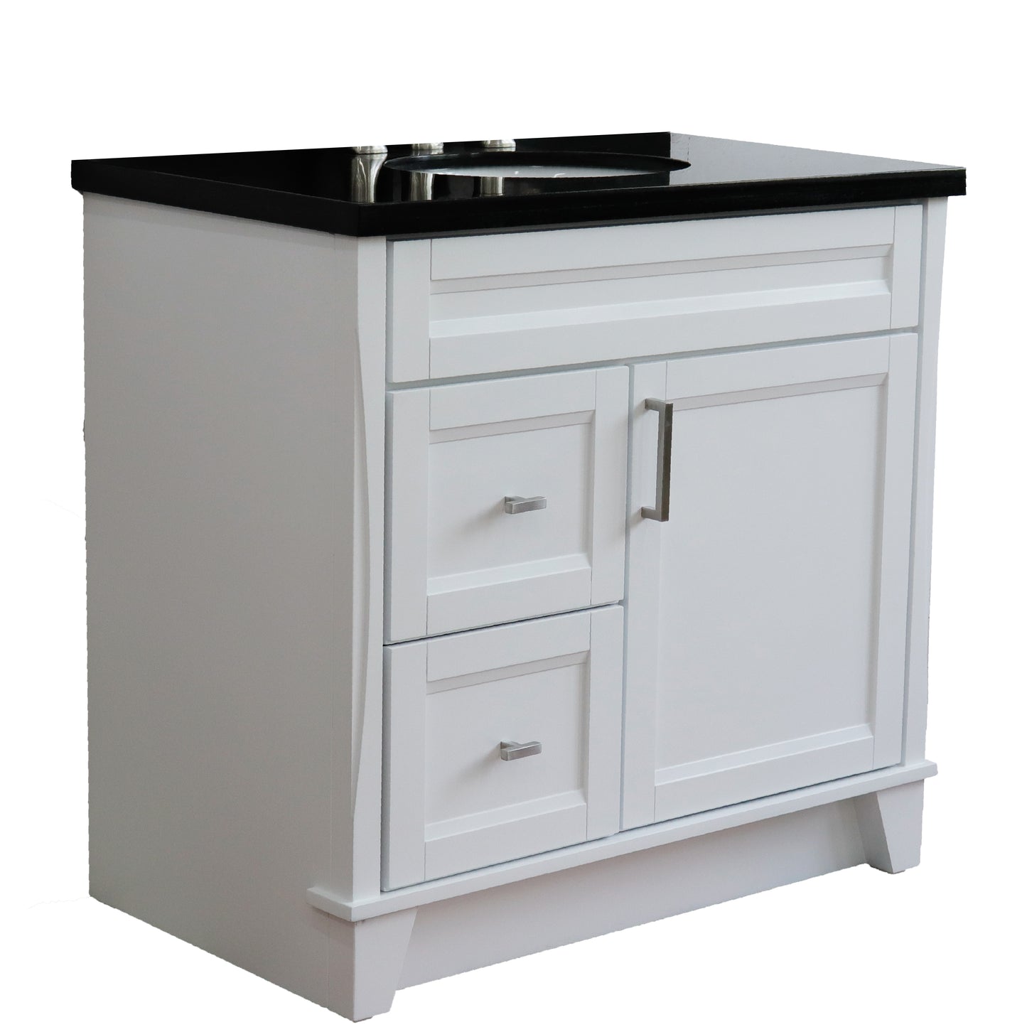 Bellaterra White 37" Single Sink Vanity with Counter Top and Center Sink- Right Drawers 400700-37R-WH