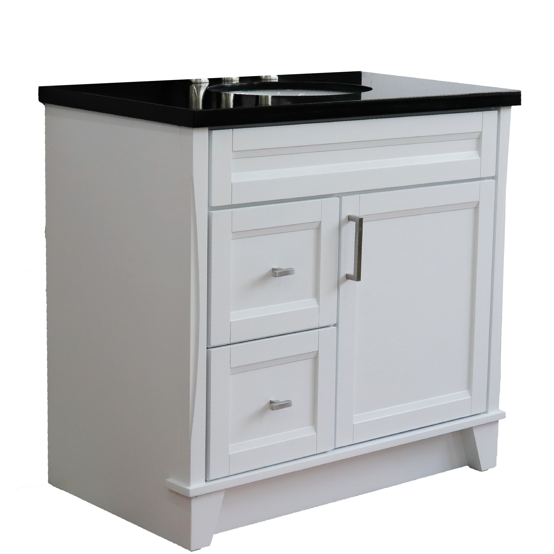 Bellaterra White 37" Single Sink Vanity with Counter Top and Center Sink- Right Drawers 400700-37R-WH