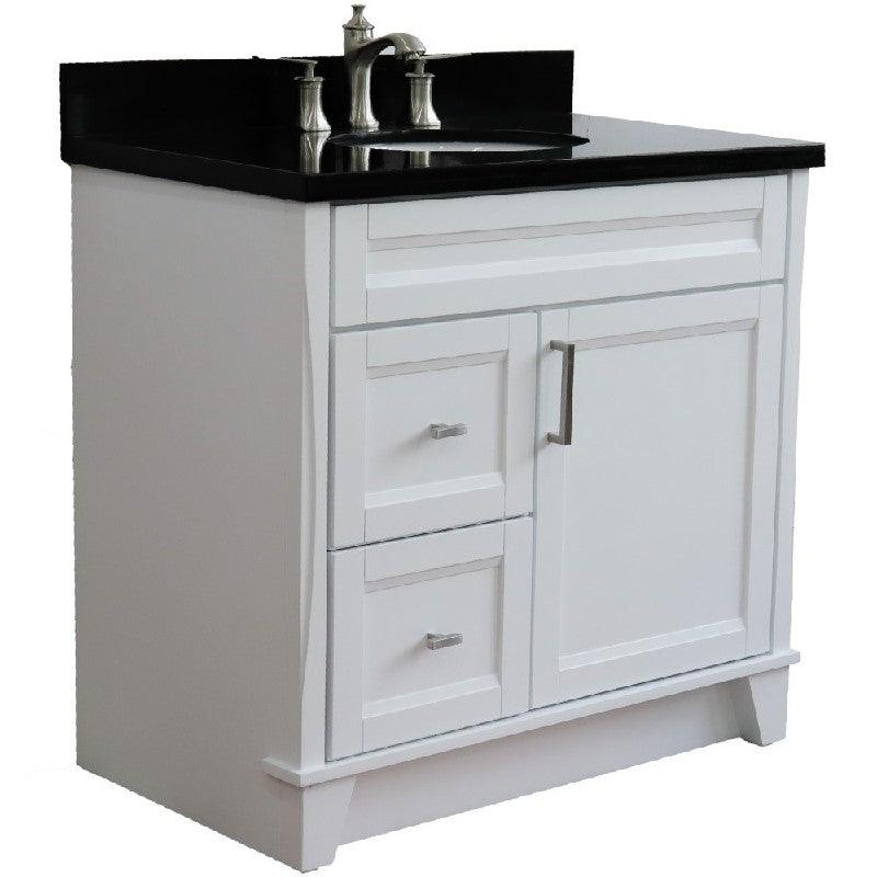 Bellaterra White 37" Single Vanity Center Sink/Left Door 400700-37L-WH Oval