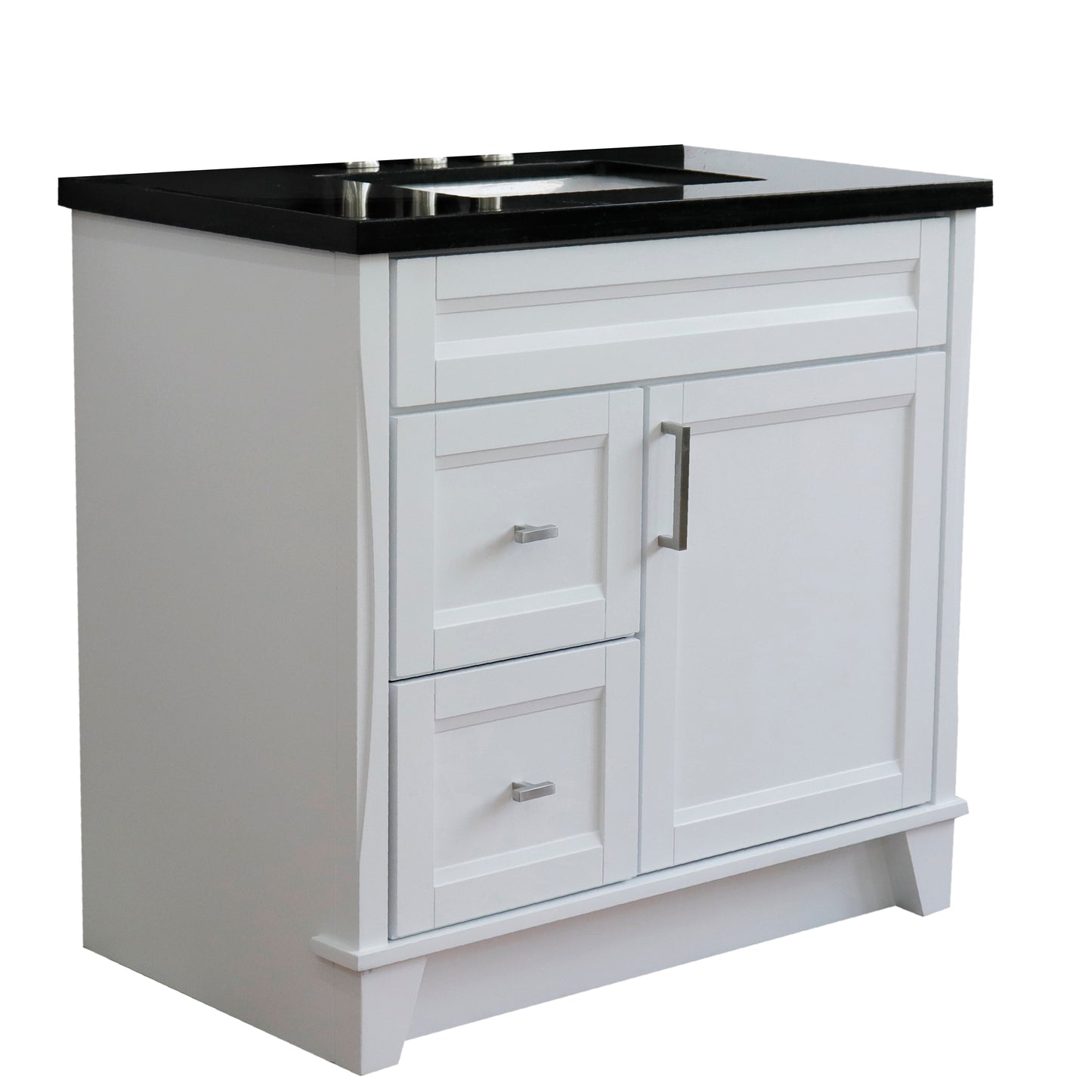 Bellaterra White 37" Single Sink Vanity with Counter Top and Center Sink- Right Drawers 400700-37R-WH