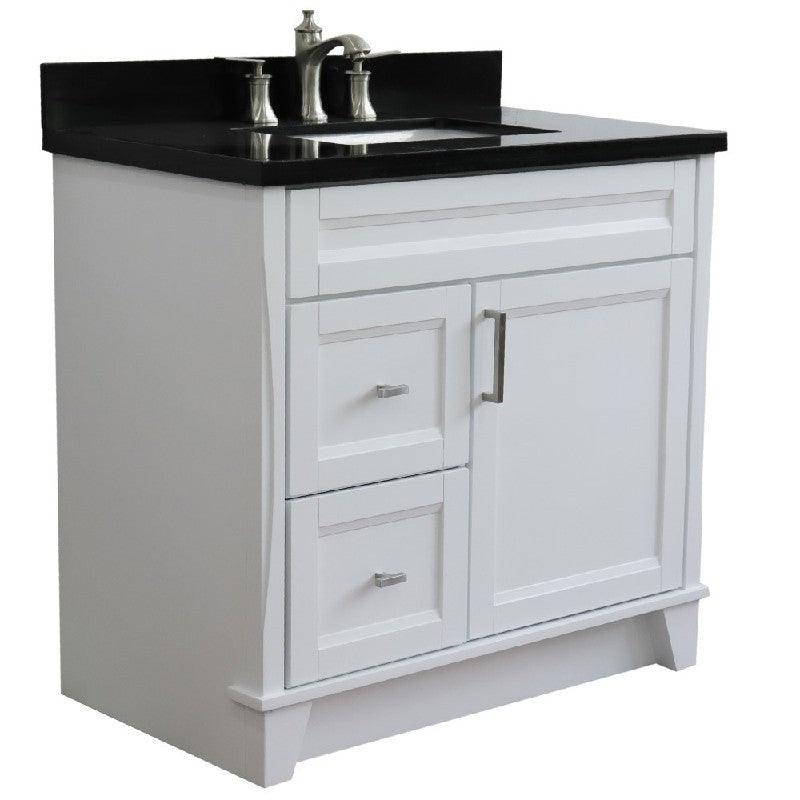 Bellaterra White 37" Single Vanity Center Sink/Left Door 400700-37L-WH Rectangle
