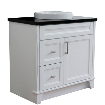 Bellaterra White 37" Single Sink Vanity with Counter Top and Center Sink- Right Drawers 400700-37R-WH