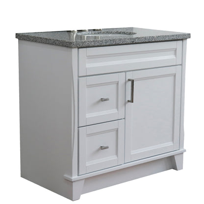 Bellaterra White 37" Single Sink Vanity with Counter Top and Center Sink- Right Drawers 400700-37R-WH