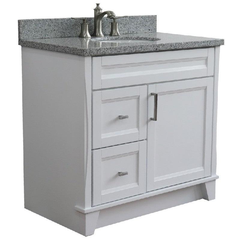 Bellaterra White 37" Single Vanity Center Sink/Left Door 400700-37L-WH Oval