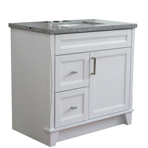 Bellaterra White 37" Single Sink Vanity with Counter Top and Center Sink- Right Drawers 400700-37R-WH