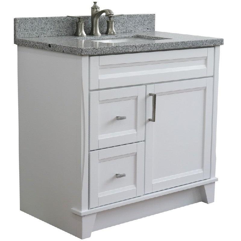 Bellaterra White 37" Single Vanity Center Sink/Left Door 400700-37L-WH Rectangle