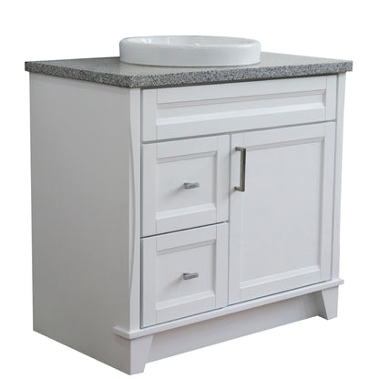 Bellaterra White 37" Single Sink Vanity with Counter Top and Center Sink- Right Drawers 400700-37R-WH