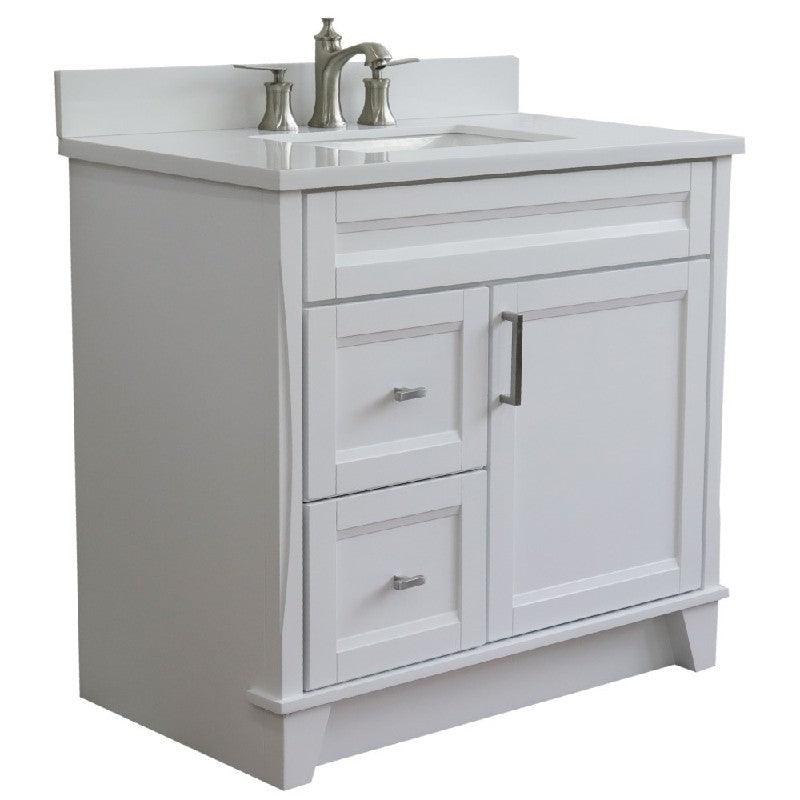 Bellaterra White 37" Single Vanity Center Sink/Left Door 400700-37L-WH OvalBellaterra White 37" Single Vanity Center Sink/Left Door 400700-37L-WH Rectangle
