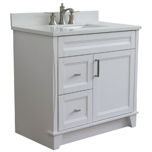 Bellaterra White 37" Single Vanity Center Sink/Left Door 400700-37L-WH OvalBellaterra White 37" Single Vanity Center Sink/Left Door 400700-37L-WH Rectangle